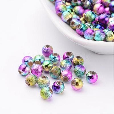 Mixed Colorful Spray Painted Matte Acrylic Round Beads X-PB25P9282-1