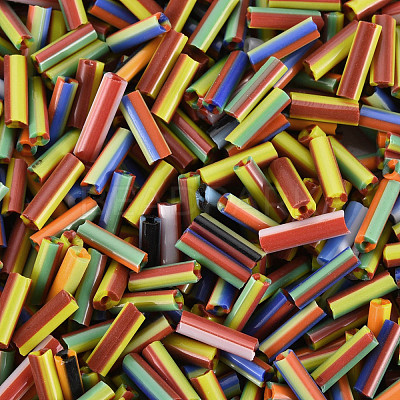 Opaque Colours Two Tone Seed Glass Bugle Beads SEED-T006-02A-06-1