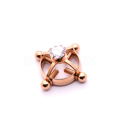 304 Stainless Steel Crystal Rhinestone Clip on Nipple Rings WGE16BD-06-1