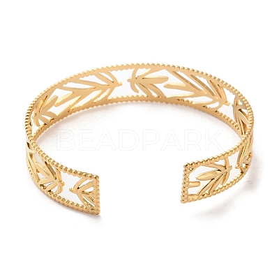 304 Stainless Steel Cuff Bangles for Women BJEW-K263-05G-11-1