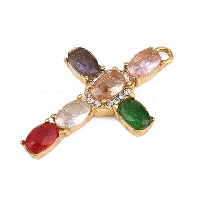 304 Stainless Steel Rhinestone Pendants STAS-P430-02G-02-1