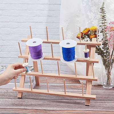 20 Spools Solid Wood Sewing Embroidery Thread Stand TOOL-PH0001-33-1