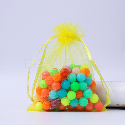 Rectangle Organza Drawstring Bags CON-PW0001-054A-10-1