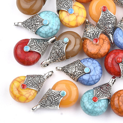Tibetan Style Resin Pendants RESI-T022-16-1