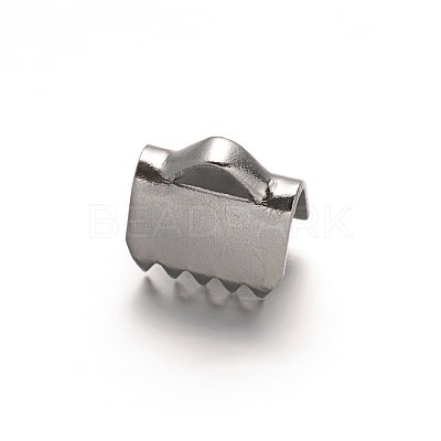 Tarnish Resistant 304 Stainless Steel Ribbon Crimp Ends STAS-E103-08A-1