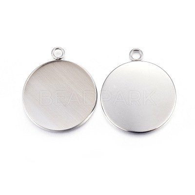 Tarnish Resistant 304 Stainless Steel Pendant Cabochon Settings STAS-F191-14P-H-1