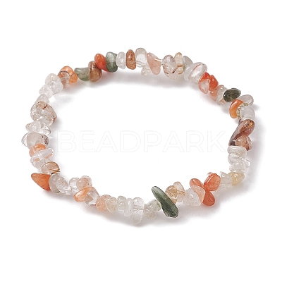 Natural Rutilated Quartz Chips Beaded Stretch Bracelets for Women BJEW-JB10046-14-1