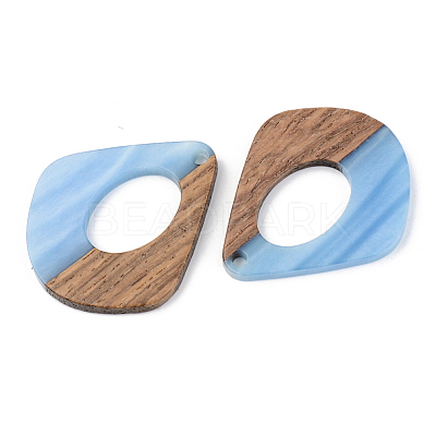 Opaque Resin & Walnut Wood Pendants RESI-S389-016A-C01-1