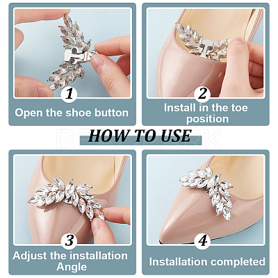 4Pcs 2 Colors Wing Alloy Rhinestone Shoe Decoration FIND-GO0002-27-1