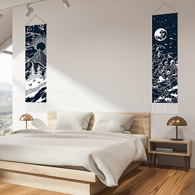 Moon & Sun Pattern Polyester Decorative Wall Tapestrys AJEW-WH0399-020-1