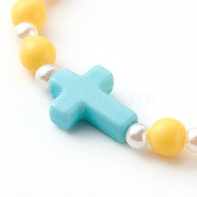 Opaque Acrylic Stretch Beaded Bracelets for Kids BJEW-JB06230-1