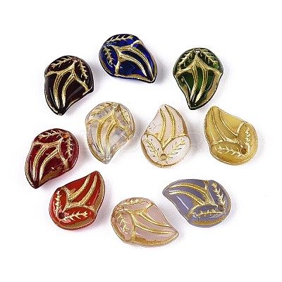 Leaf Glass Beads GLAA-T025-44M-1