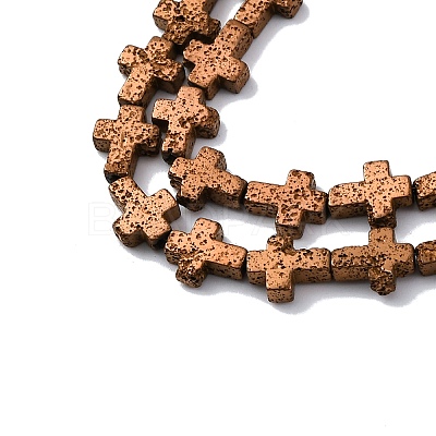 Electroplated Natural Lava Rock Beads Strands G-A256-A01-01H-1