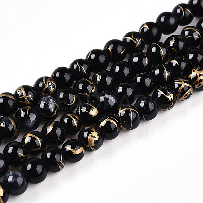 Baking Paint Glass Beads Strands DGLA-N003-4mm-B10-1