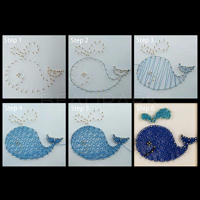 Whale Pattern DIY String Arts Kit Set DIY-F070-03-1