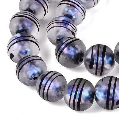 Frosted Handmade Foil Glass Beads Strands FOIL-Q002-02F-1