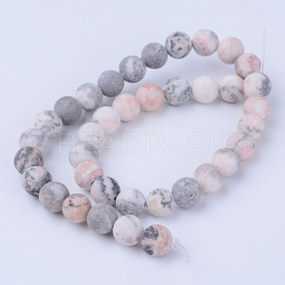 Natural Zebra Jasper Beads Strands X-G-Q462-8mm-03-1