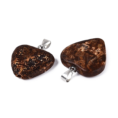 Natural Tree Bark Agate Pendants G-Q606-11B-1