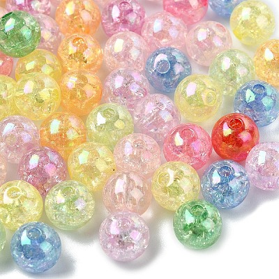 100Pcs Transparent Crackle Acrylic Beads CACR-YW0001-12-1