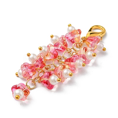 Trumpet Flower Glass Pendant Decorations HJEW-YW0001-02C-1