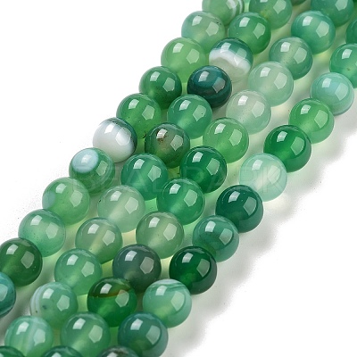 Natural Striped Agate/Banded Agate Beads Strands AGAT-8D-7-1