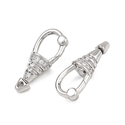 SHEGRACE Brass Micro Pave Clear Cubic Zirconia Spring Gate Clasps XGRQ58856-750P-1