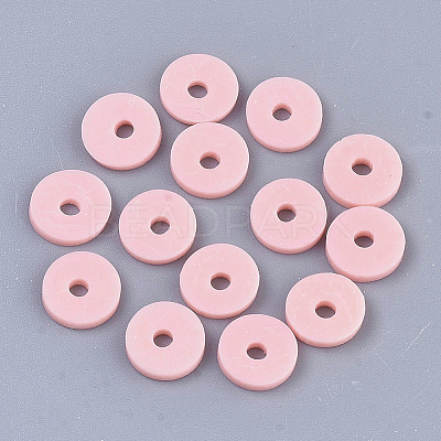 Flat Round Handmade Polymer Clay Bead Spacers CLAY-R067-3.0mm-18-1
