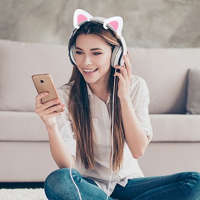 1 Pair Silicone Cat Ear Headphones Decorations DIY-CP0013-62A-1