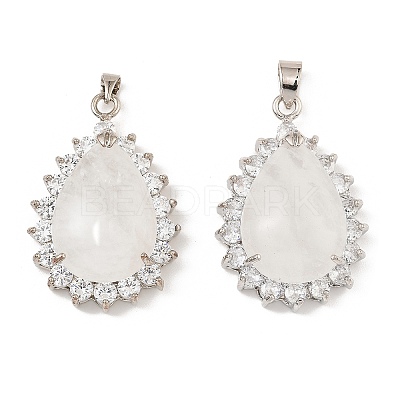 Natural Quartz Crystal & Rhinestone Pendants G-K338-31P-13-1