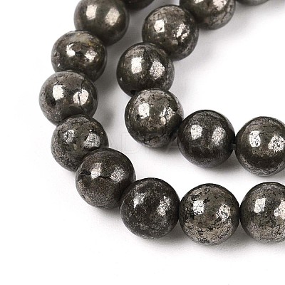 Natural Pyrite Beads Strands G-S249-01-6mm-1