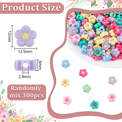 300Pcs Two Tone Opaque Acrylic Beads SACR-UN0001-06-1