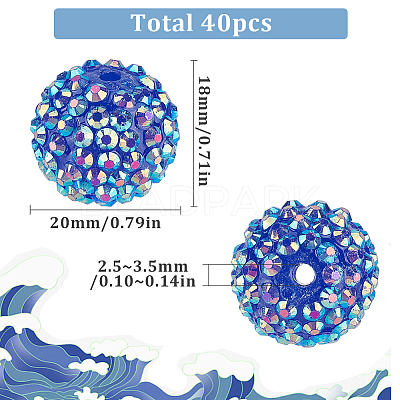 40Pcs Resin Rhinestone Beads RESI-SC0003-14B-1