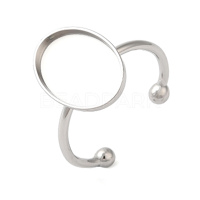 Non-Tarnish 304 Stainless Steel Open Cuff Ring Components STAS-I306-06B-P-1