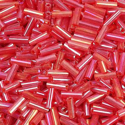 Transparent Colours Rainbow Glass Bugle Beads TSDB6MM165B-1
