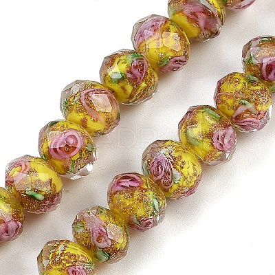 Handmade Gold Sand Lampwork Beads Strands LAMP-R141-10mm-23-1