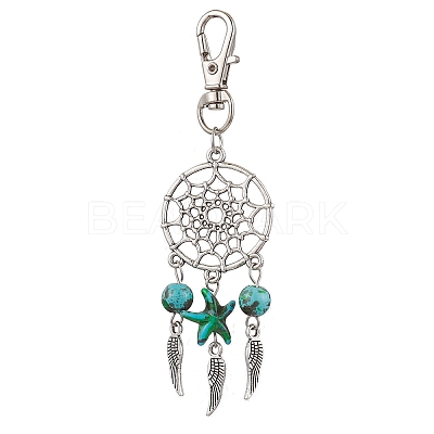 10Pcs 5 Styles Woven Net/Web with Wing Alloy Pendant Decorations HJEW-JM02975-01-1