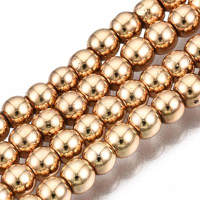 Electroplate Non-magnetic Synthetic Hematite Bead Strands G-Q466-3mm-04-1