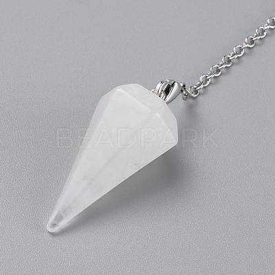 Platinum Tone Brass Crystal Cone Hexagonal Pointed Dowsing Pendulums X-MAK-M015-01I-1