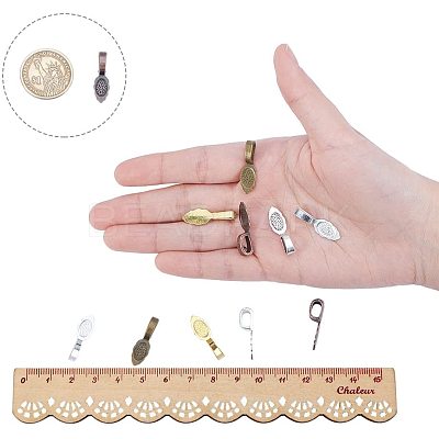Tibetan Style Alloy Glue-on Flat Pad Bails TIBEB-PH0004-12-1