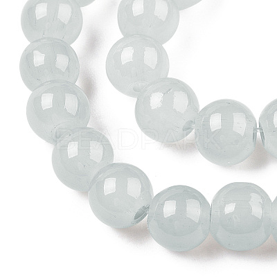 Baking Paint Imitation Jade Glass Round Bead Strands X-DGLA-Q021-6mm-43-1