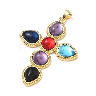 Brass Resin Pendants X-KK-A293-25G-01-1