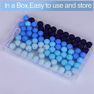 80Pcs 4 Style Round Silicone Focal Beads SIL-SZ0001-22B-1