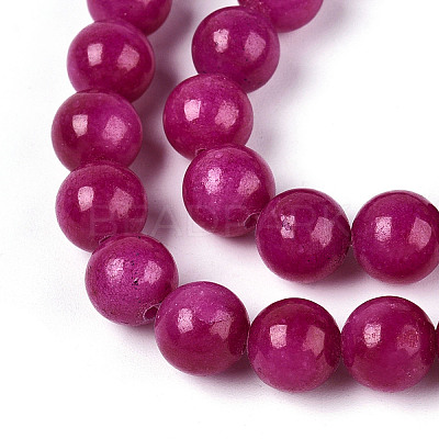 Dyed Natural Mashan Jade Round Beads Strands G-T139-8mm-67D-1