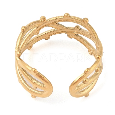 Ion Plating(IP) 304 Stainless Steel Open Cuff Rings for Women RJEW-Z057-10G-1