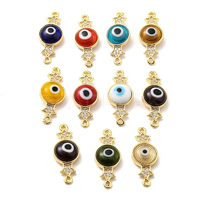 Brass Micro Pave Clear Cubic Zirconia Connector Charms KK-K338-04G-1