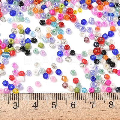 Dyed 8/0 Loose Round Glass Seed Beads SEED-L001-01-1