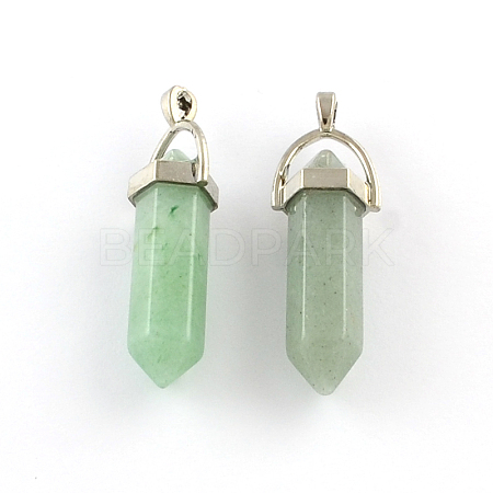 Green Aventurine Stone Pendants with Alloy Findings G-R278-28P-1