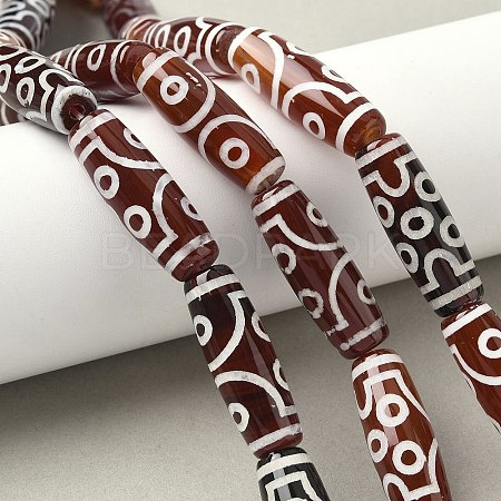 Rice Shape Tibetan Style dZi Beads Strands G-A269-A08-01-1