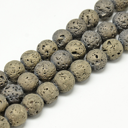 Electroplate Natural Lava Rock Beads Strands G-T058-03H-4MM-1