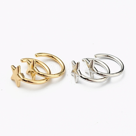 Brass Cuff Earrings EJEW-L234-032-1